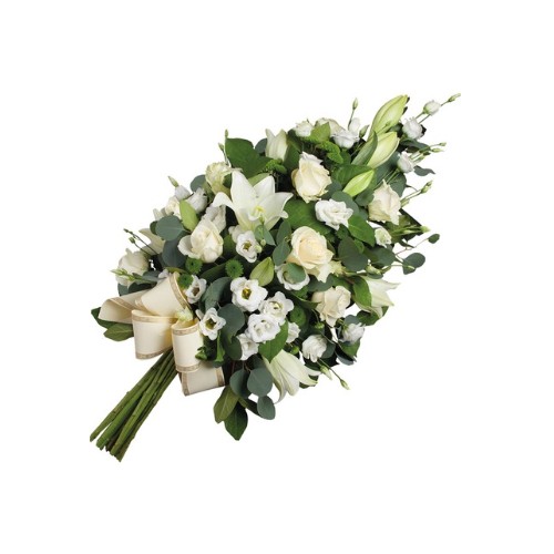 GERBE DE FLEURS DEUIL IVORY